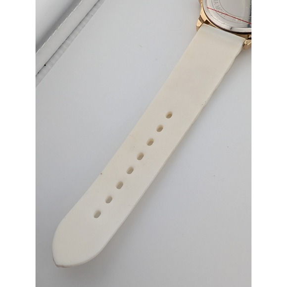 Geneva Watch Women 38mm Gold Case Colorful Dial White Silicone Band- New Battery - Picture 8 of 8